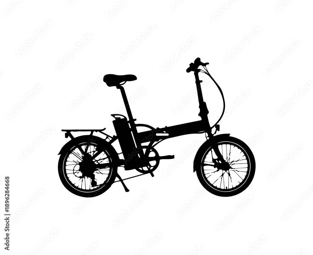 Fototapeta premium Modern Folding Electric Bike Silhouette Vector Illustration