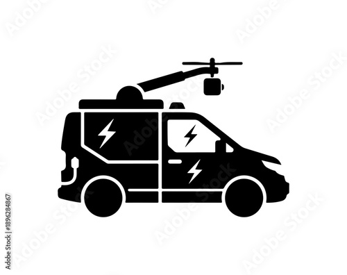 Electric Utility Van with Drone for Inspection and Maintenance