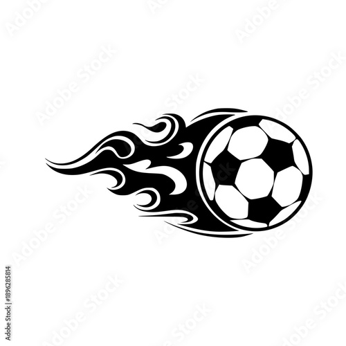 Dynamic soccer ball with flames illustration