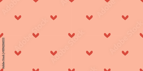Vector seamless pattern with tiny red heart icons scattered on s