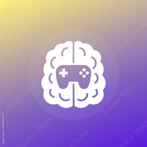 brain game vector icon with gamepad