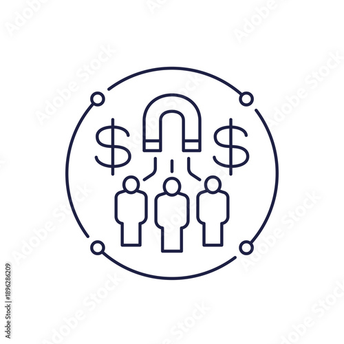 CAC icon, Customer Acquisition Cost, line design