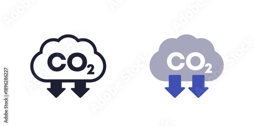 carbon emission reducing icon in two styles
