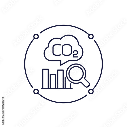carbon audit icon in line design, co2 emissions chart vector