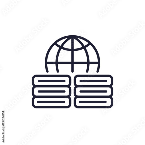 CDN icon, Content delivery network, system of distributed servers line design