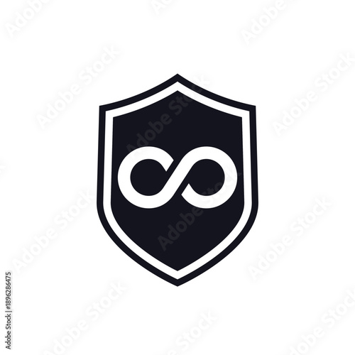 infinity icon with shield, lifetime protection vector