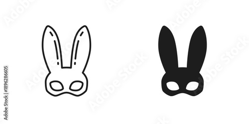 rabbit mask icon, sexy bunny half face mask line and solid design on white