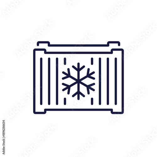 refrigerated container line icon, reefer or cold storage