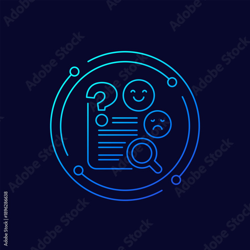 sentiment analysis and emotion detection icon, linear design