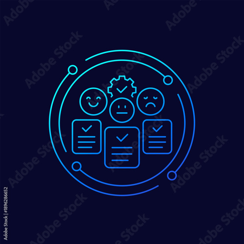 sentiment analysis icon, opinion mining and NLP, linear design
