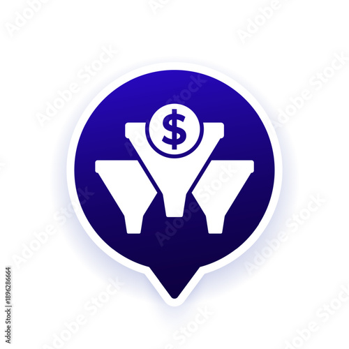 Sales funnels icon for web, marketing concept