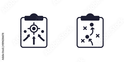 tactic and game plan icons on white