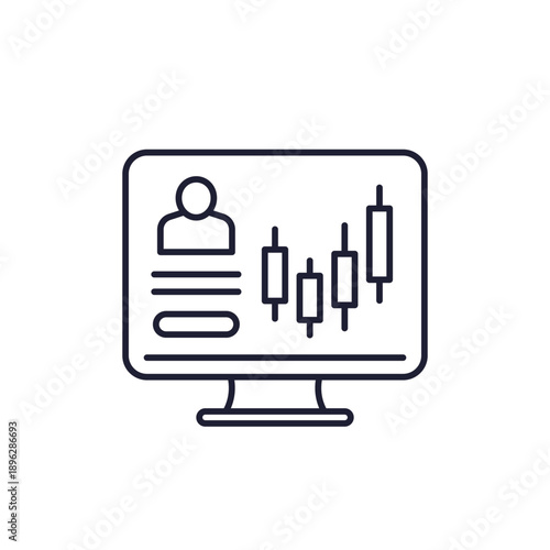 stock trading account line icon with candlestick chart