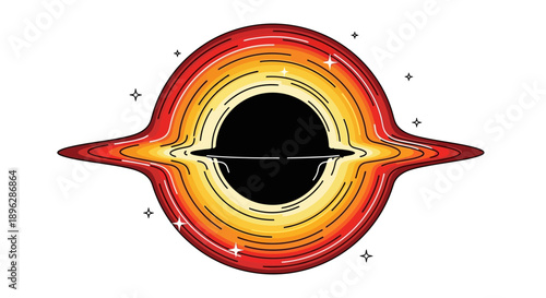 Accretion disk surrounds black hole in cosmic illustration, viewed from directly above the celestial object