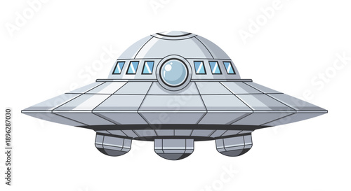 A futuristic spacecraft illustration viewed from below, showcasing metallic structure and blue-lit windows