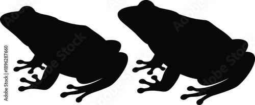 Frog silhouette vector, amphibian animal artwork, wildlife outline design, black graphic illustration, nature inspired icon, minimalist artwork, symmetrical amphibian symbol