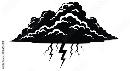 Dramatic storm cloud with lightning strikes a bold silhouette