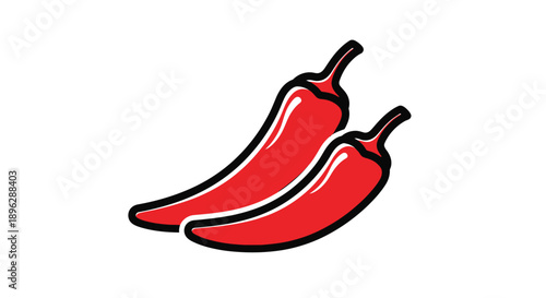 Two vibrant red chili peppers depicted in a bold silhouette