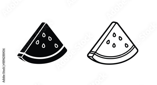 Two watermelon slice icons one filled and one outline silhouette