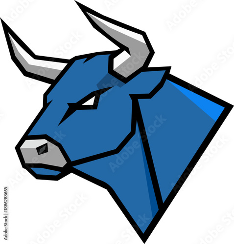 Blue and grey bull mascot vector for gaming logos and competitive e-sports branding