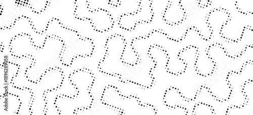 Abstract grunge grid polka dot halftone background pattern. Spotted black and white line illustration
