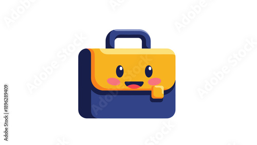 Cute Cartoon Briefcase with Happy Face