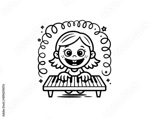 Vector flat illustration with doodle musicians. Music band plays their instruments. Fanny design for print, textile, postcard, advertising, music festivals, musical groups