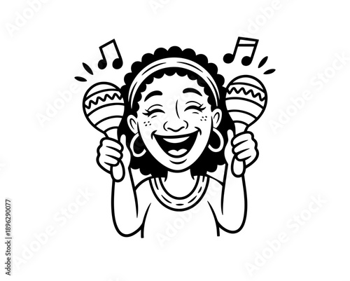 Vector flat illustration with doodle musicians. Music band plays their instruments. Fanny design for print, textile, postcard, advertising, music festivals, musical groups