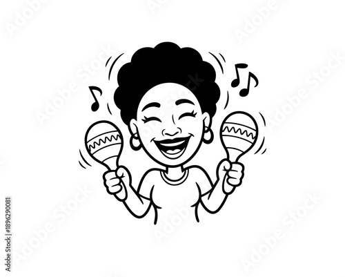 Vector flat illustration with doodle musicians. Music band plays their instruments. Fanny design for print, textile, postcard, advertising, music festivals, musical groups