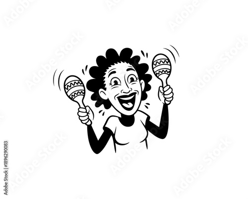 Vector flat illustration with doodle musicians. Music band plays their instruments. Fanny design for print, textile, postcard, advertising, music festivals, musical groups