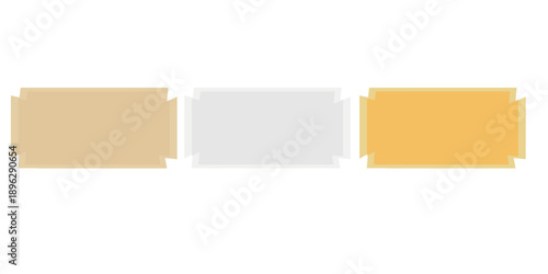 Gold, silver and bronze empty rectangular frames on a white background. Vector illustration