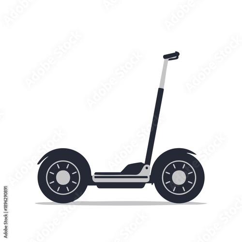 A sleek, modern Segway illustration showcasing transportation technology in a minimalist style, viewed from the side, 180 TR.eps