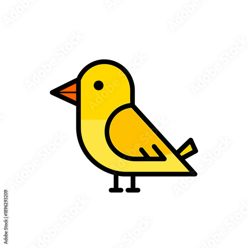 Cartoon yellow canary bird illustration on white background  