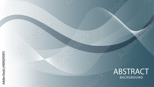 Abstract Gray Wave Background With Flowing Lines and Dotted Pattern