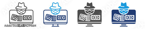 internet fraud icon set multiple style