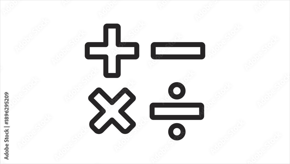 Obraz premium Basic Mathematical Symbols for Addition Subtraction Multiplication Division.