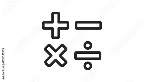 Basic Mathematical Symbols for Addition Subtraction Multiplication Division.