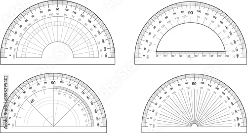 vector illustration of an abstract Protractor ruler on transparent background