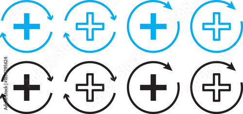 Medical recovery icon sign. Isolated vector illustration. Popular hospital service logo.Medical healing and recovery icon collection
