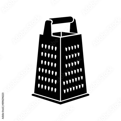 Kitchen Grater Cheese Shredder Silhouette Cooking Tool Black Vector Shape Isolated on White Background