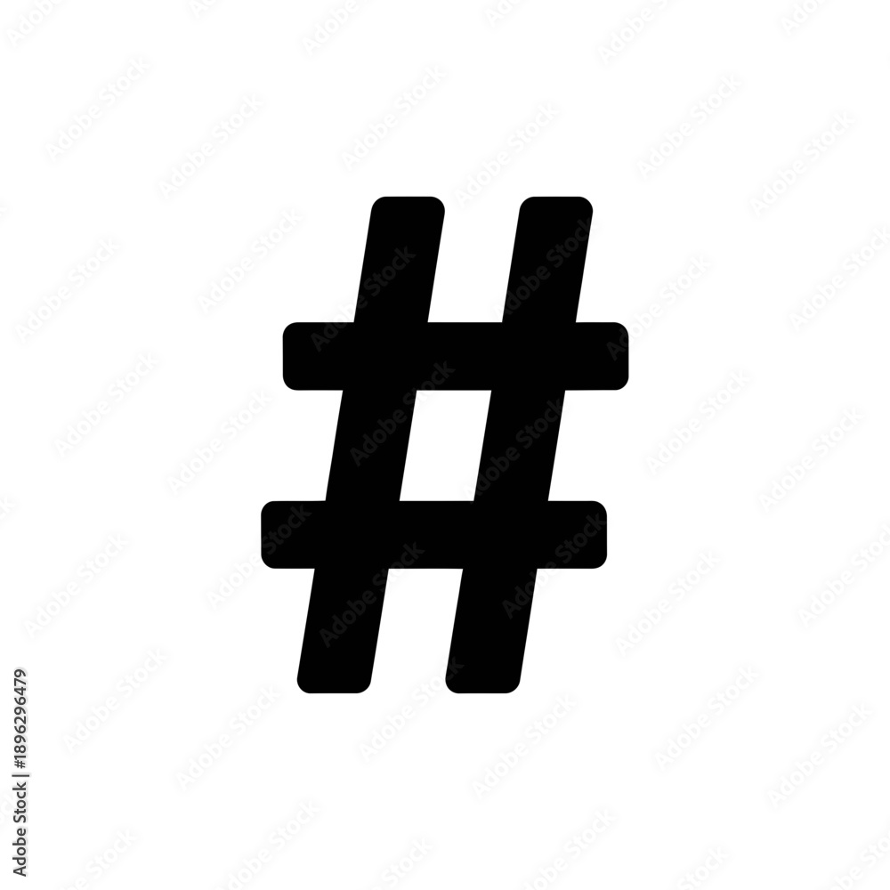 Fototapeta premium Social Hashtag Pound Sign Silhouette Web Icon Black Vector Shape Isolated on White Background