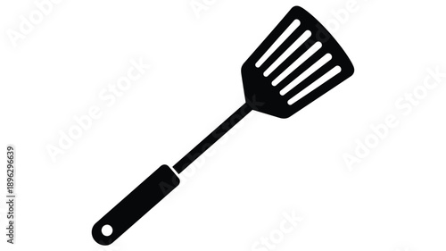 a simple black and white illustration of a kitchen spatula silhouette
