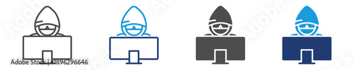 hacker activity icon set multiple style