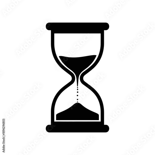 Time Hourglass Sand Running Silhouette Watch Icon Black Vector Shape Isolated on White Background