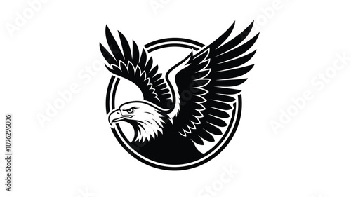 eagle wings inside circle emblem design bold graphic powerful silhouette