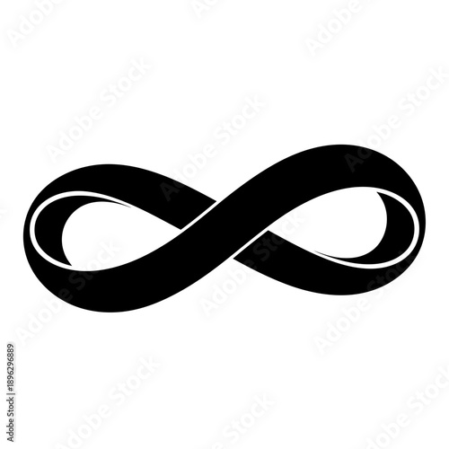 Infinity Symbol Loop Silhouette Forever Icon Black Vector Shape Isolated on White Background