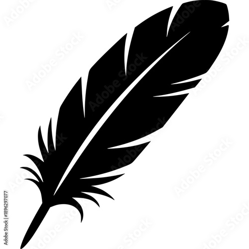 Feather quill with ink vector illustration in vintage style on white background