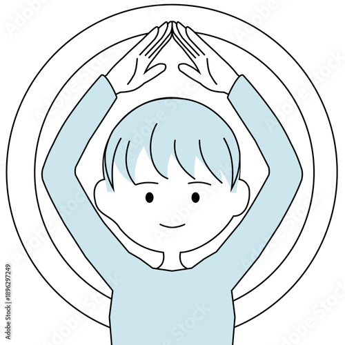 両手で丸を作る人物のシンプルなイラスト （男性）
