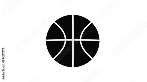 a black and white basketball graphic illustration presented as a simple silhouette