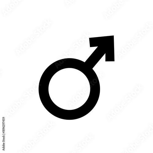 Male Gender Symbol Mars Sign Silhouette Black Vector Shape Isolated on White Background for Men